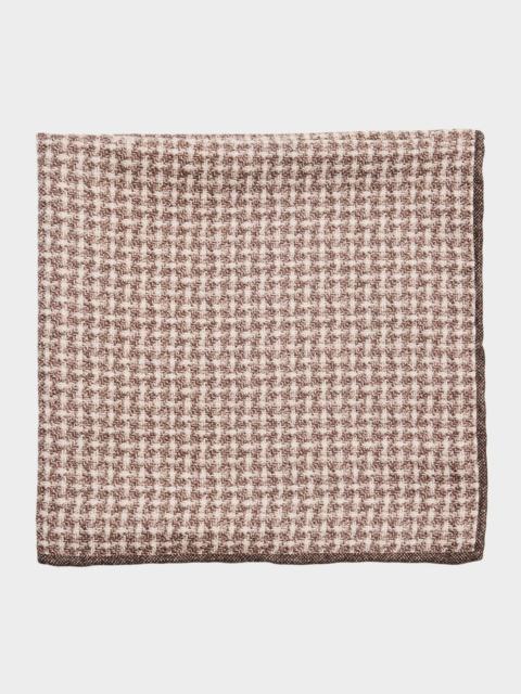 Men's Houndstooth Effect Silk Pocket Square