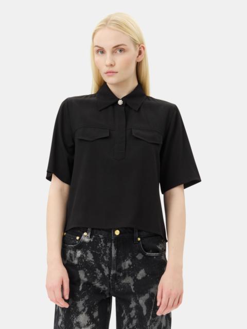 BLACK VISCOSE TWILL SHIRT