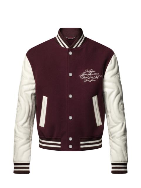Embroidered Calfskin Varsity Jacket