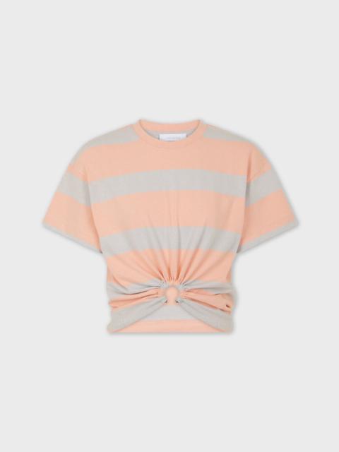PEACH STRIPED TEE-SHIRT PIERCING IN COTTON JERSEY