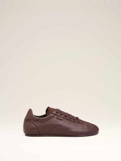 BURGUNDY SMOOTH LEATHER LOW TOP STEP SNEAKERS