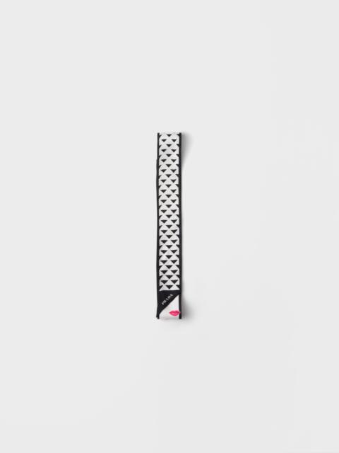 Printed silk twill skinny scarf