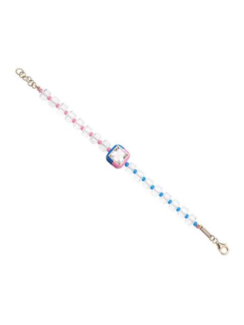 Pink and Blue B Square Beaded Bracelet