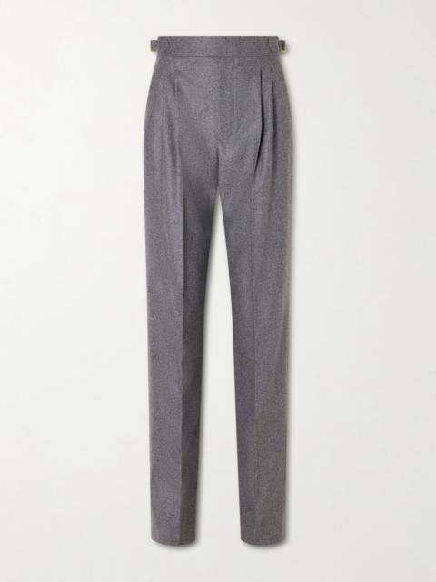 Malik Pleated Wool And Cashmere-blend Straight-leg Pants