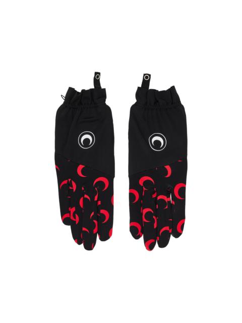 Marine Serre Color Block Moon Logo Print Gloves 'Black/Red'
