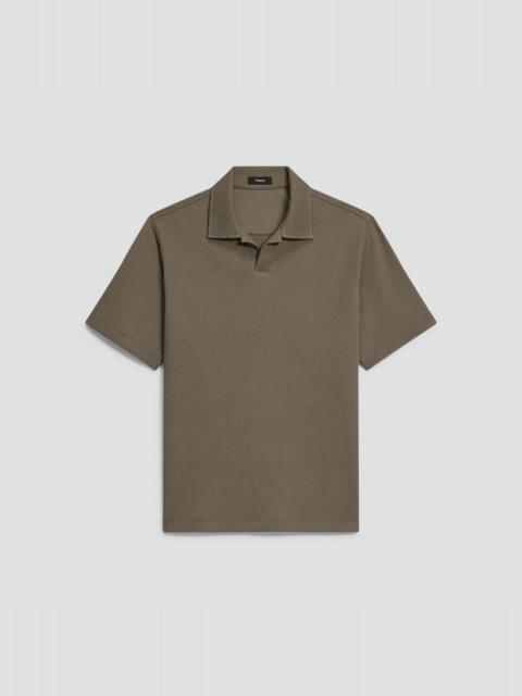 Short-Sleeve Polo Shirt in Waffle-Knit Cotton