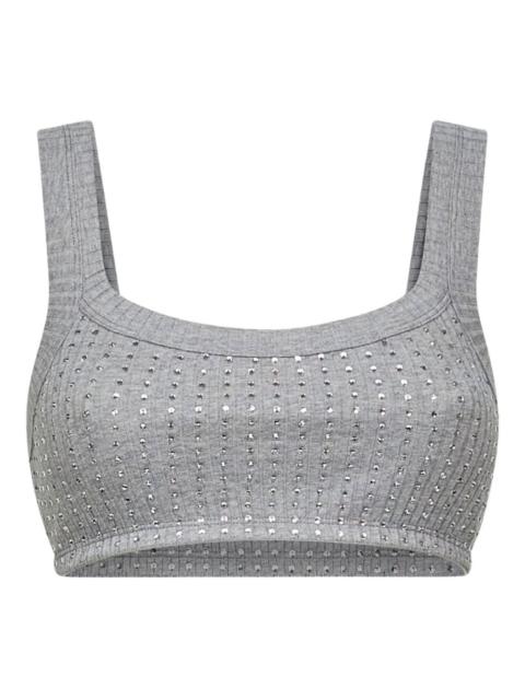 crystal-embellished ribbed top
