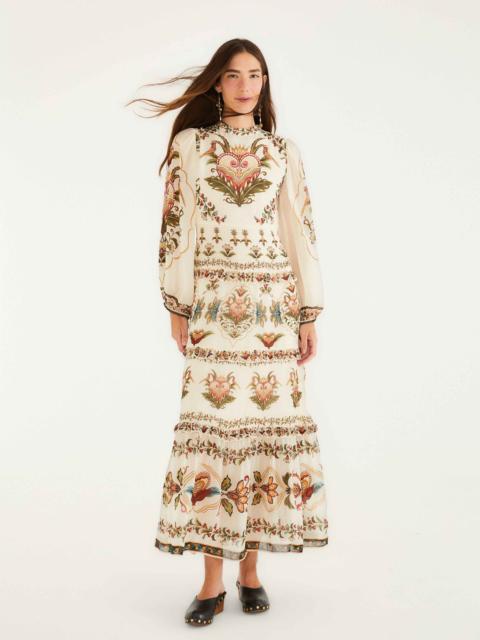 Cream Majestic Hearts Maxi Dress