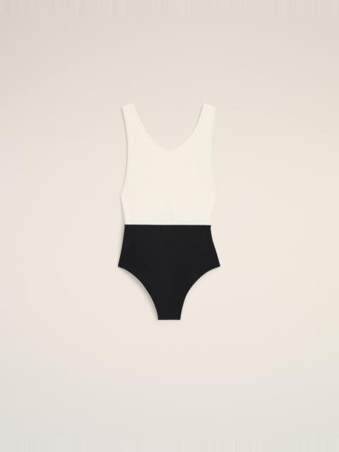 BLACK AND WHITE NYLON ONE PIECE SWIMSUIT