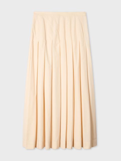 Women's Cream Pleated Cotton-Blend Skirt