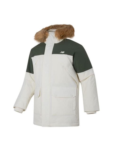 New Balance Warm Hooded Down Jacket 'White Black' AMJ34323-CIC