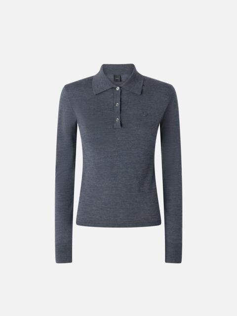 LONG-SLEEVED POLO SWEATER IN EXTRA-FINE WOOL