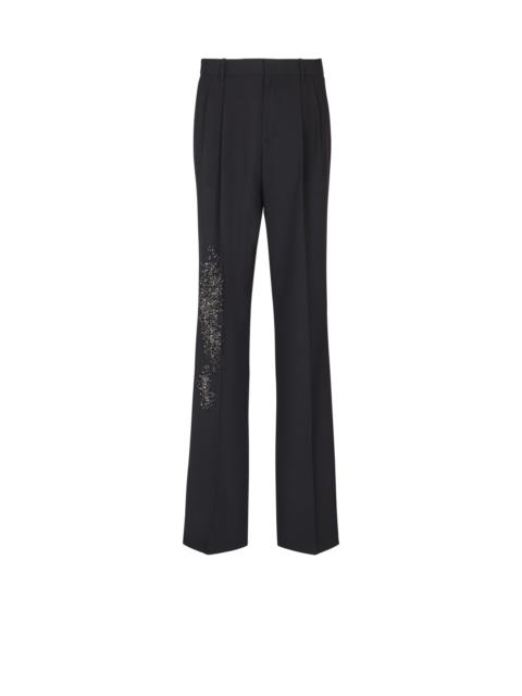 Pleated wool trousers with Sand Effect embroidery