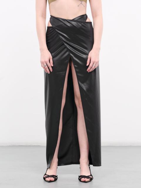 Crinkle Satin Wrap Skirt