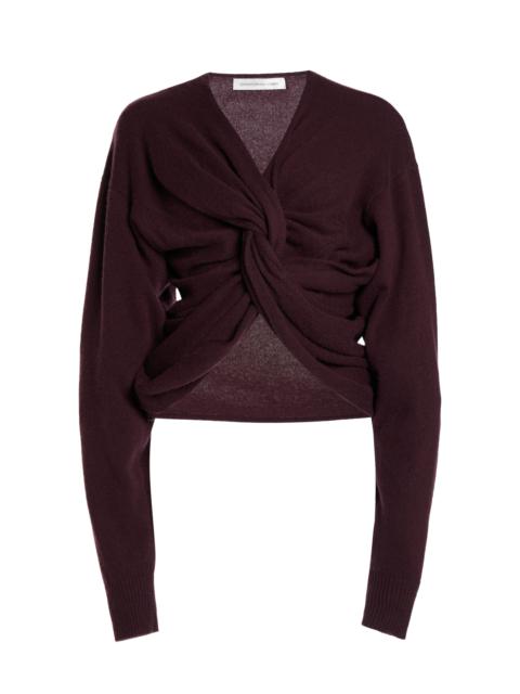 Ravelled Cropped Cashmere Sweater brown