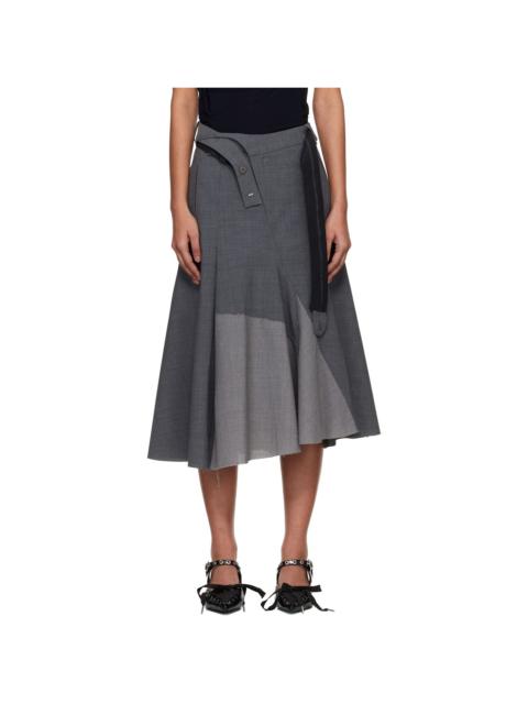 Gray Strapped Business Midi Skirt