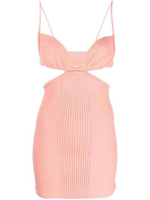 cut-out ribbed-knit minidress