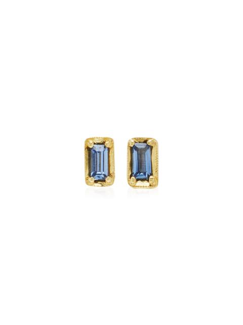 Leone 14K Yellow Gold Sapphire Earrings blue