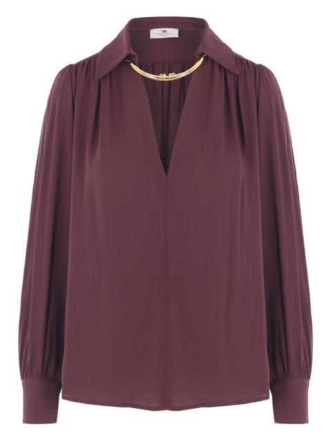 pleated-collar blouse