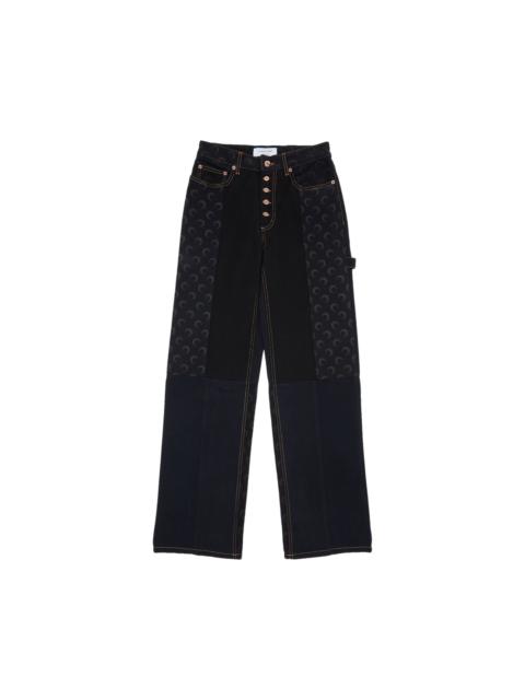 Marine Serre Moon Denim Boyfriend Trousers 'Black'