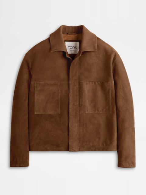 PASHMY COACH JACKET IN SUEDE - BROWN