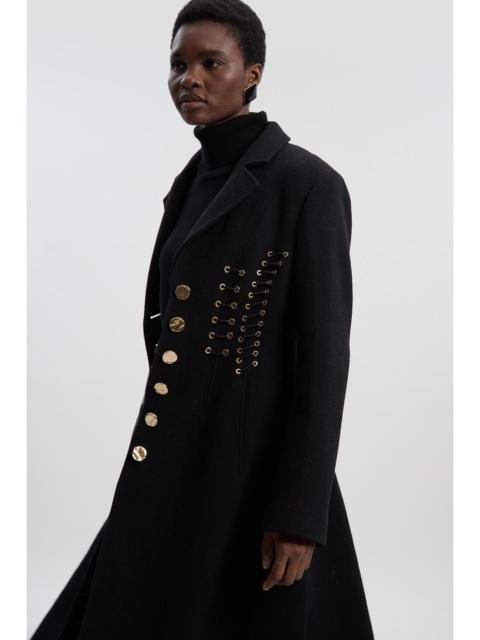 Wool Polished Whip Stitch Tailored Midi Coat