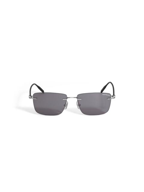 RECTANGULAR SUNGLASSES WITH SILVER COL METAL FRAME