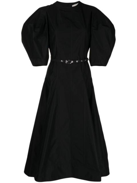 belted-waist mid-length dress