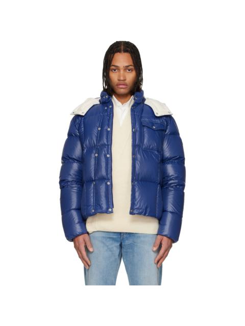 Blue Serfanto Hooded Short Down Jacket