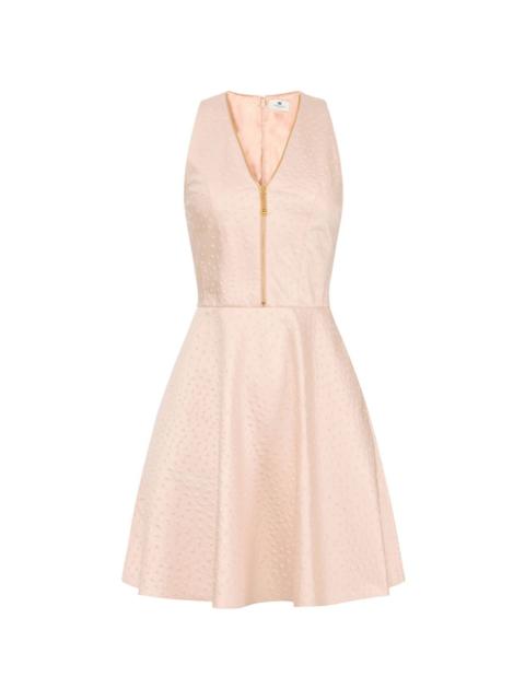 zip-neck V-neck mini dress