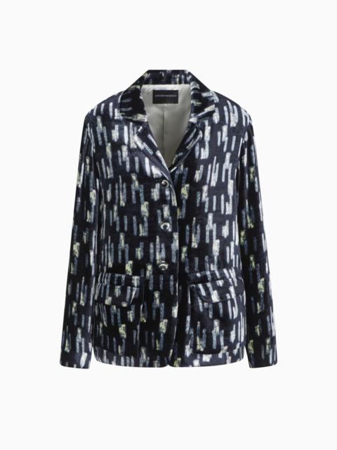 PRINTED VELVET SINGLE-BREASTED BLAZER
