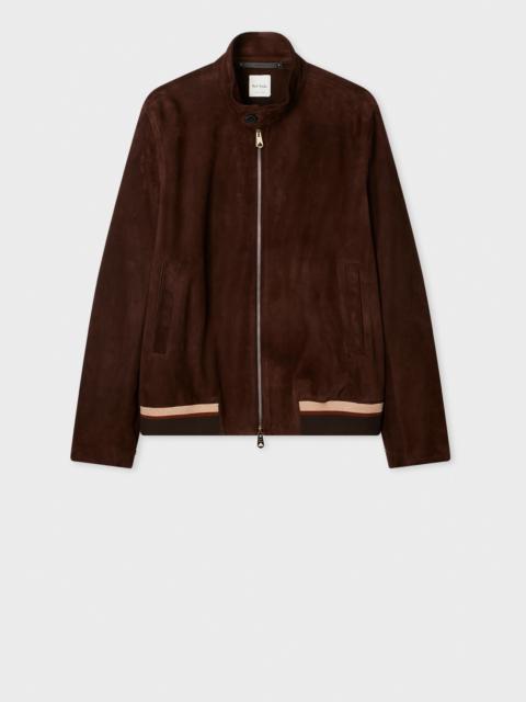 Brown Suede Funnel Neck Jacket