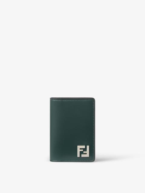 FF Squared Card Holder Green leather and black FF Canvas card holder