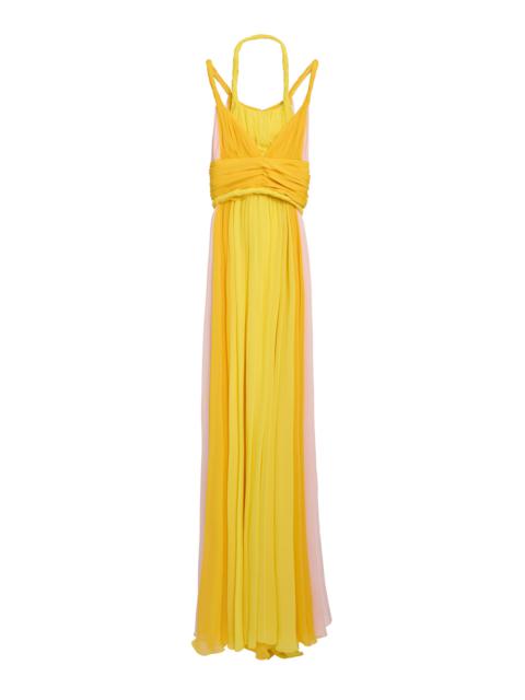 Gathered Silk Georgette Gown yellow