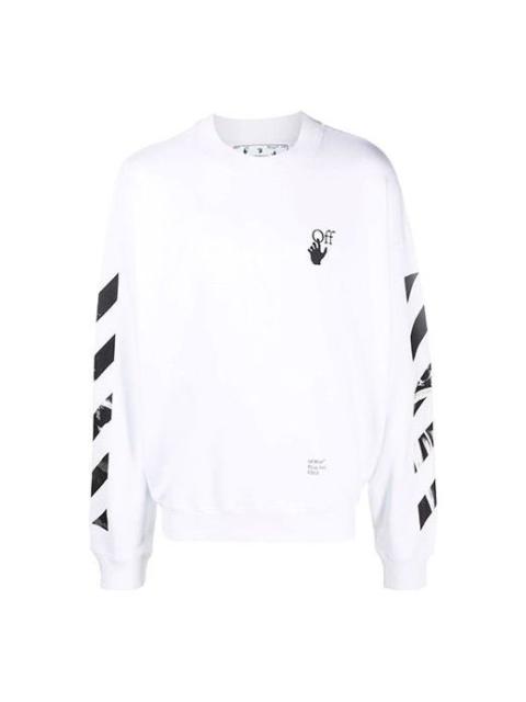 Men's Off-White FW21 Arrow Logo Printing Pullover Round Neck Loose Fit White OMBA054F21FLE0110110