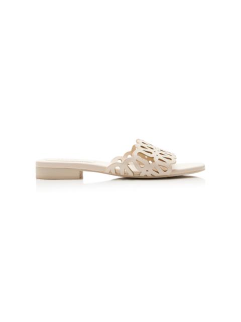 McCall Laser-Cut Leather Sandals white