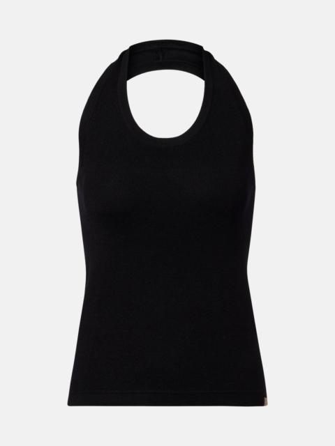 Jerry halterneck cotton and cashmere top