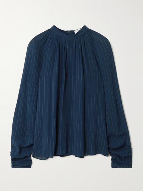 Garcia Pinstriped Cutout Crepe Blouse
