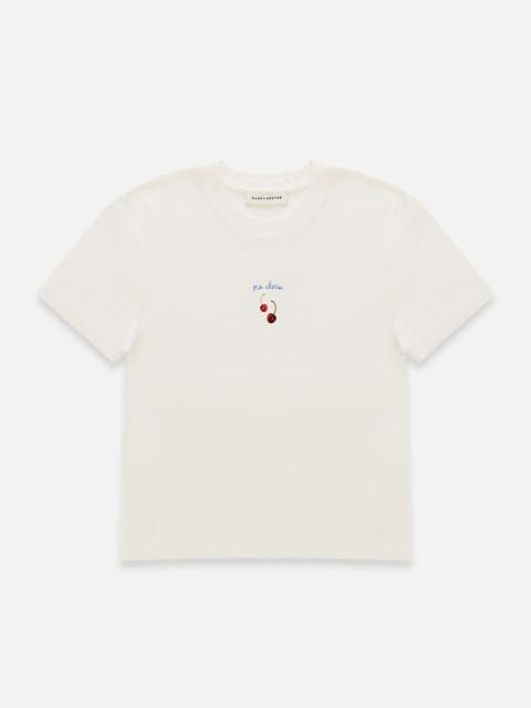 Cherry Vintage White Baby Tee - Women's