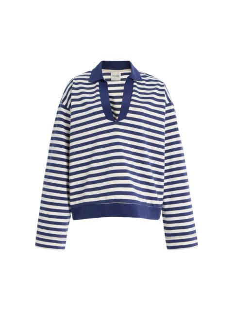 Haisley Striped Cotton Polo Top blue
