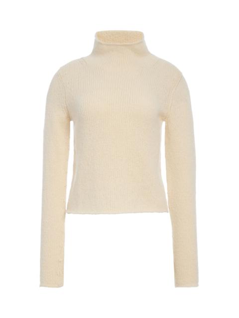Daina Cropped Knit Turtleneck in Ivory Cashmere