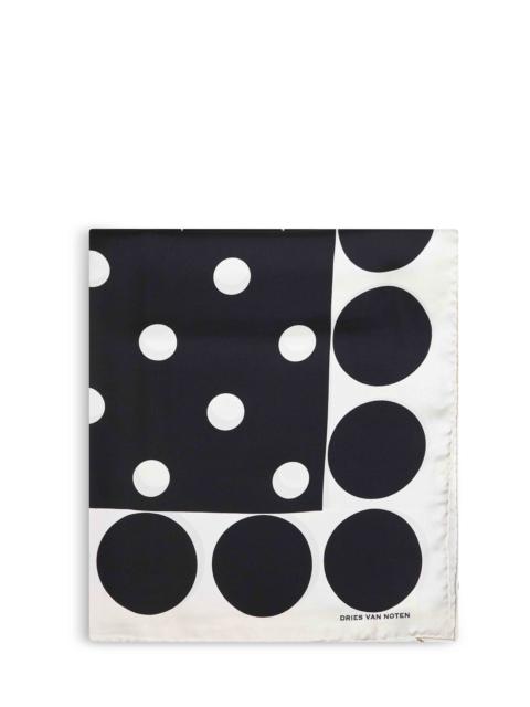 Polka dot-print silk square scarf
