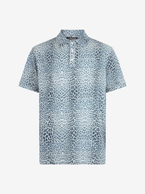 Cotton Polo Shirt with Animal Print