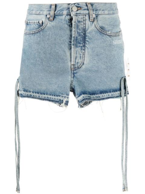 side tie fastening denim shorts