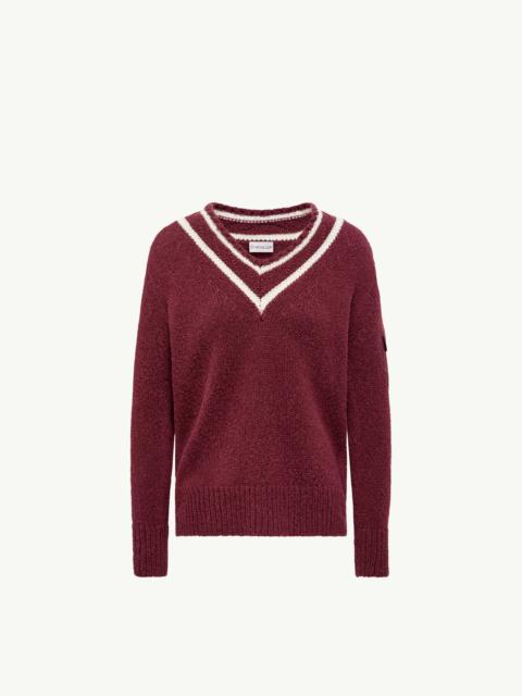 Padded V-Neck Cotton & Wool Blend Sweater