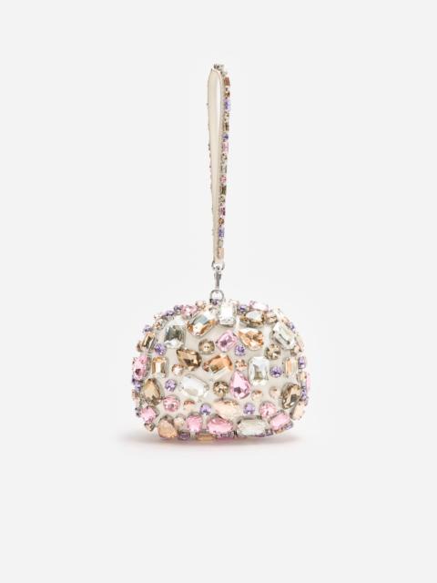 Multi Crystal Embellished Top Handle Clutch Bag