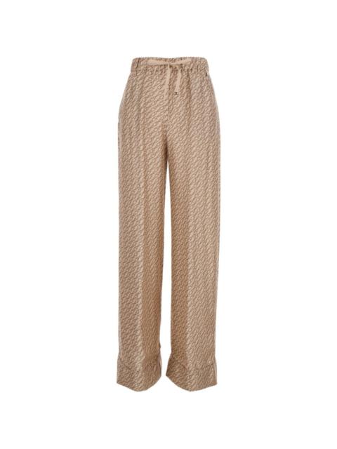 patterned drawstring-fastening trousers