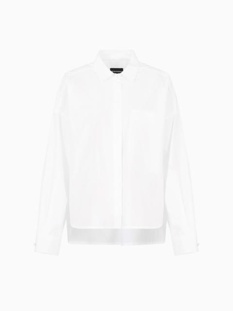 Poplin shirt with asymmetric hem and patch pocket