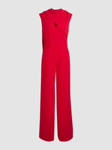 Tailored Crepe Cape Asymmetric Cape Neck Detail Jumpsuit