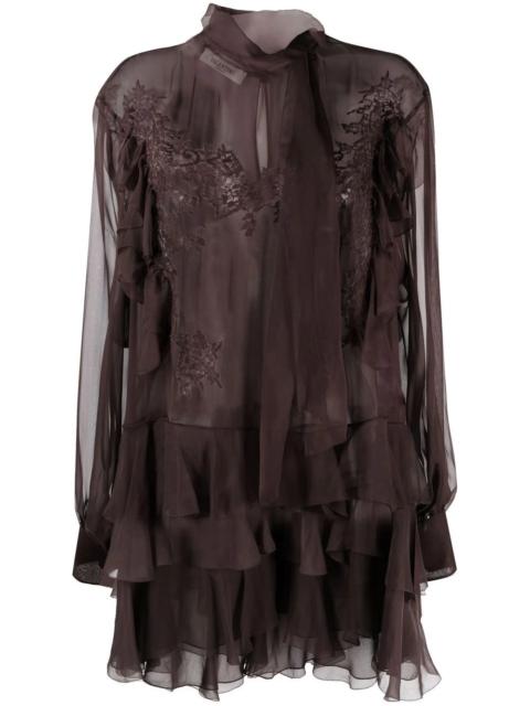 floral-lace silk blouse